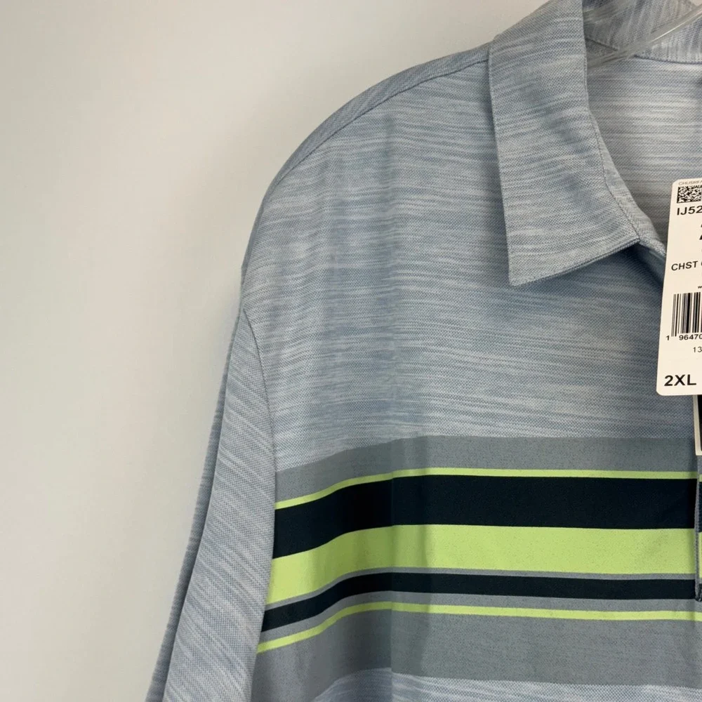 Adidas Mens Chest Graphic Golf Polo Shirt‎ Wonder Blue Melange IJ5276 2XL NWT